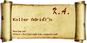 Koller Adrián névjegykártya