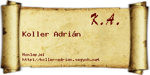 Koller Adrián névjegykártya